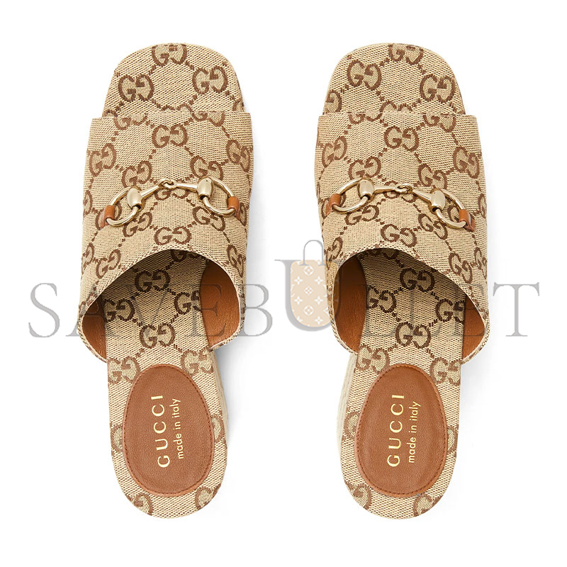 GUCCI WOMEN'S WEDGE SANDAL WITH HORSEBIT 816328 GUCCI WOMEN'S WEDGE SANDAL WITH HORSEBIT 816328